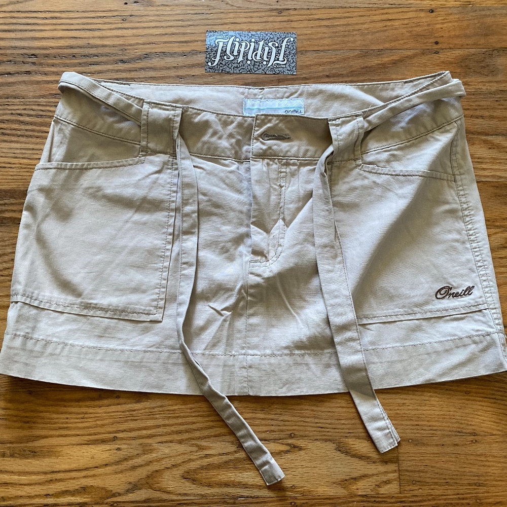 VINTAGE O'NEIL DRAWSTRING KHANKI TAN SKIRT SIZE 7
